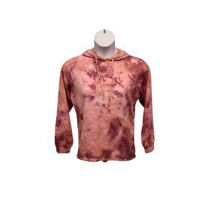 Bp. Pink Tie Dye Hoodie Pullover Hi Low Hem Drawstring Waist Womens Sz XS